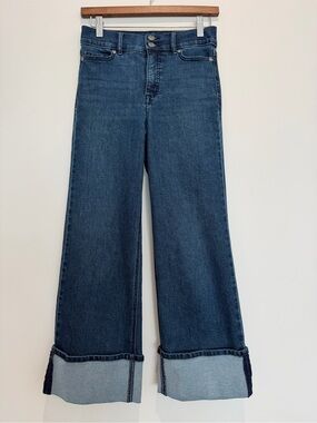 Sofía Vergara Margot Dark Blue Wide Leg Cuffed Jeans SZ 2